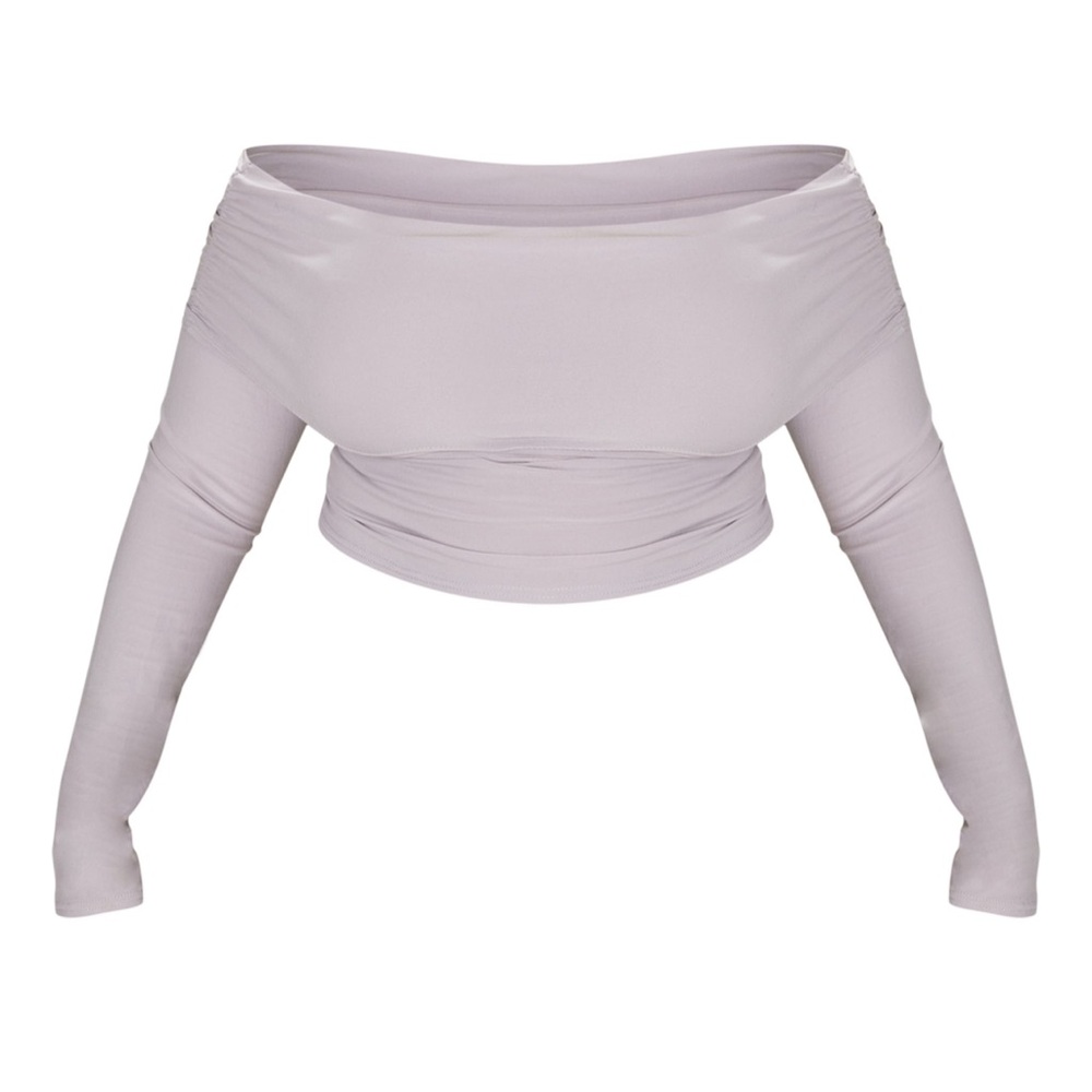 PrettyLittleThing Gray Off-Shoulder Top